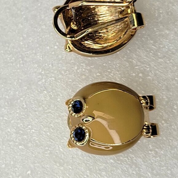 Tan Brown Owl Earrings - Picture 3 of 6